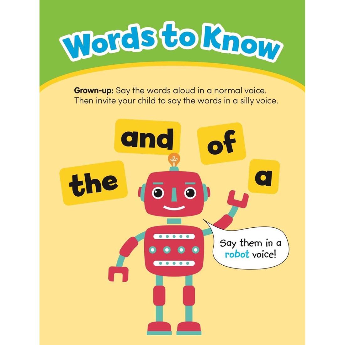 Words to know page, featuring: the, and, of, a - found in Sight Words Jumbo Workbook by Scholastic