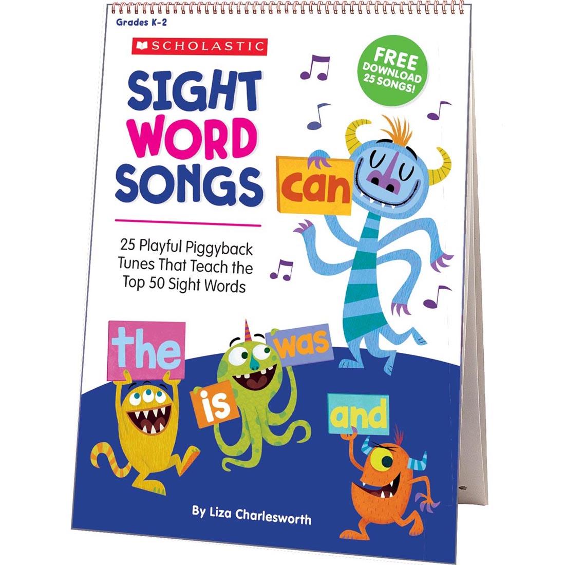Sight Word Songs Flip Chart by Scholastic, featuring 25 songs that teach 50 sight words