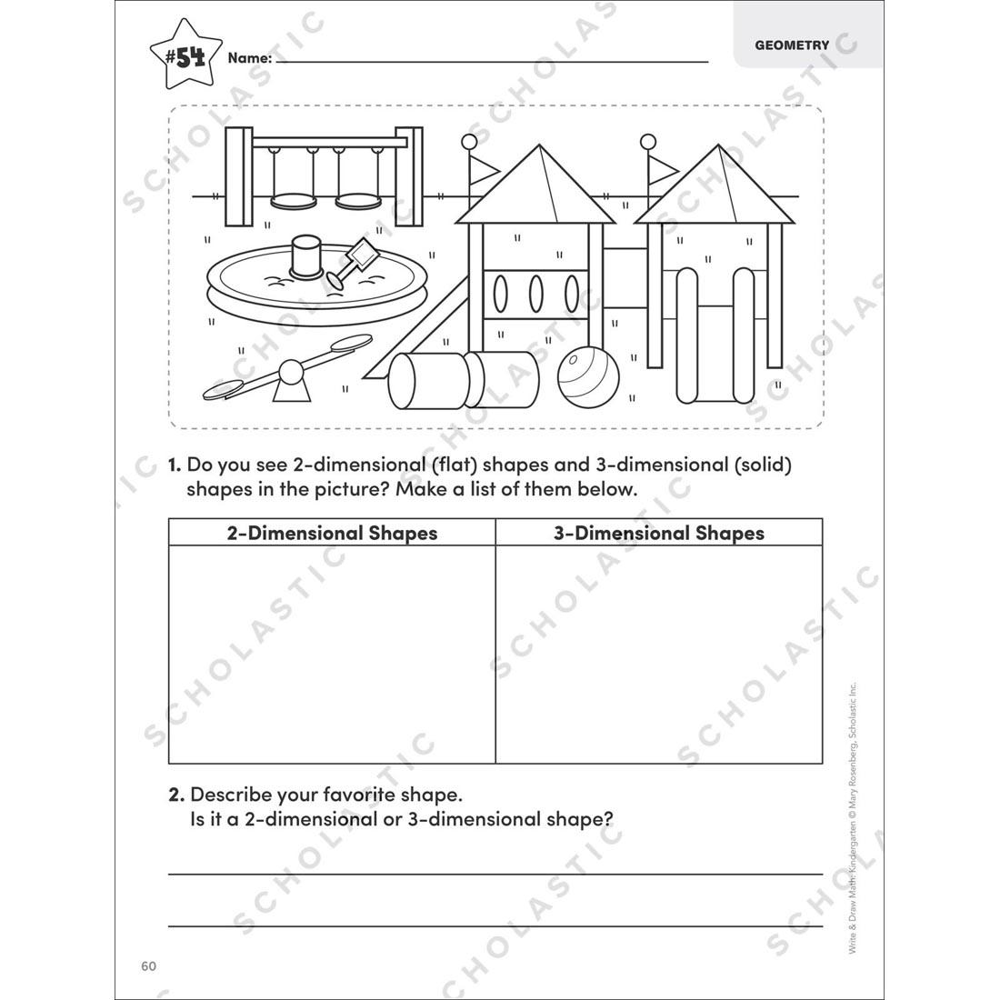 sample page from Write & Draw Math Kindergarten