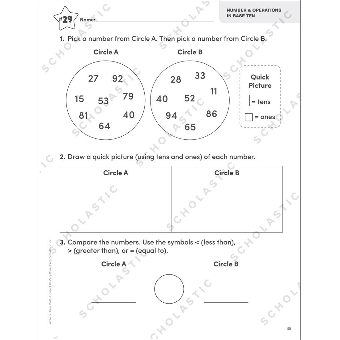 sample page from Write & Draw Math Grade 1