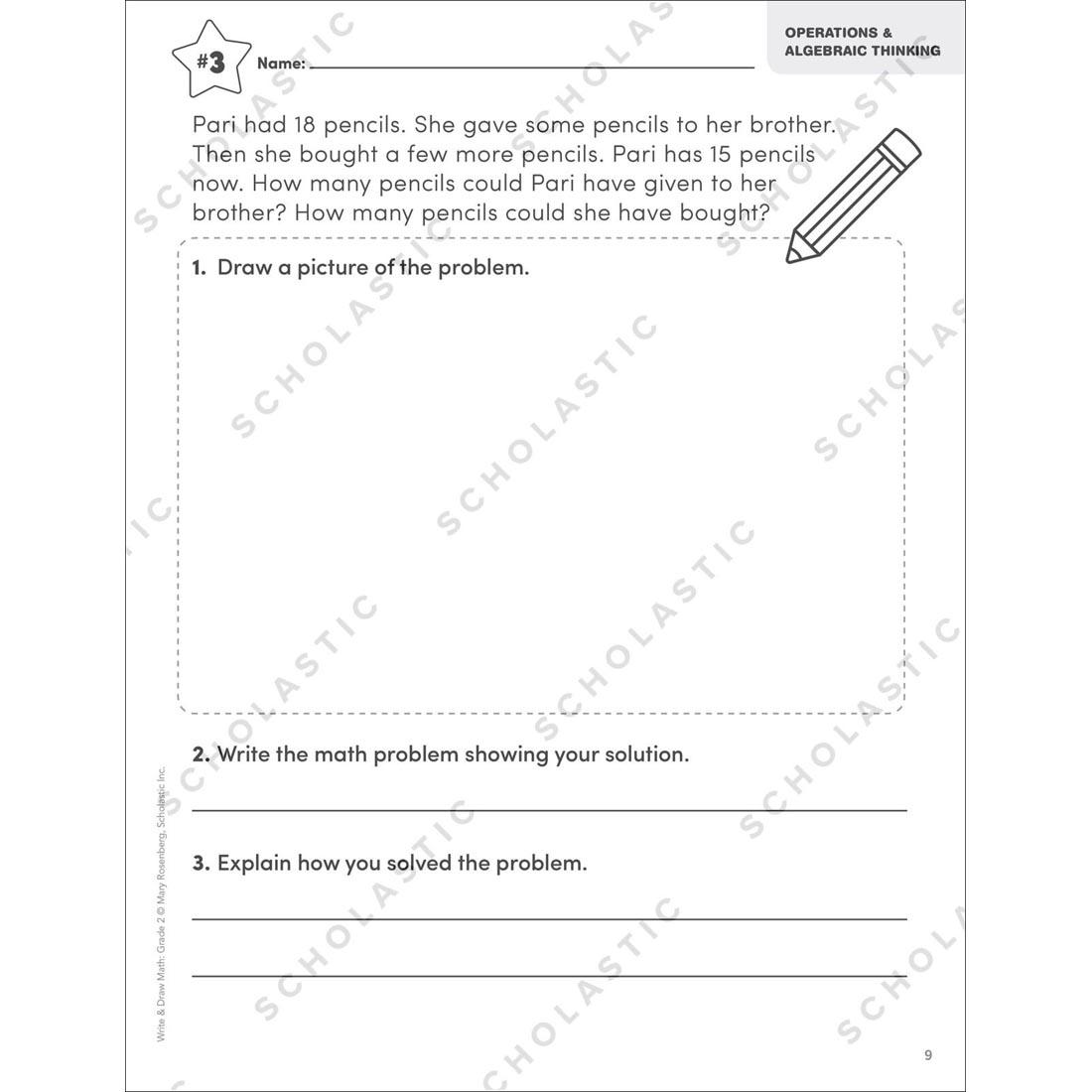 sample page from Write & Draw Math Grade 2