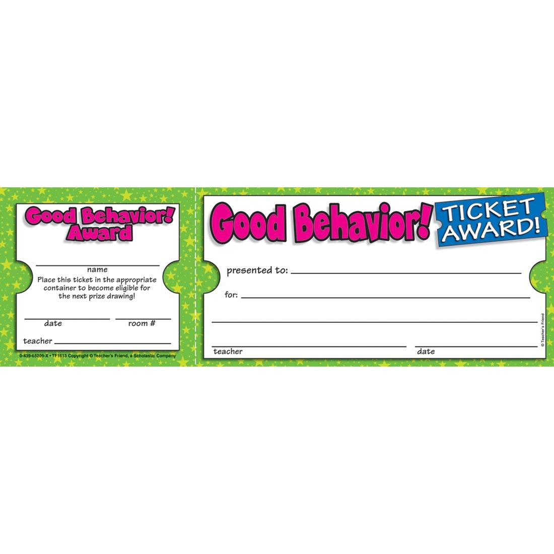 Good Behavior 2-Part Ticket Award