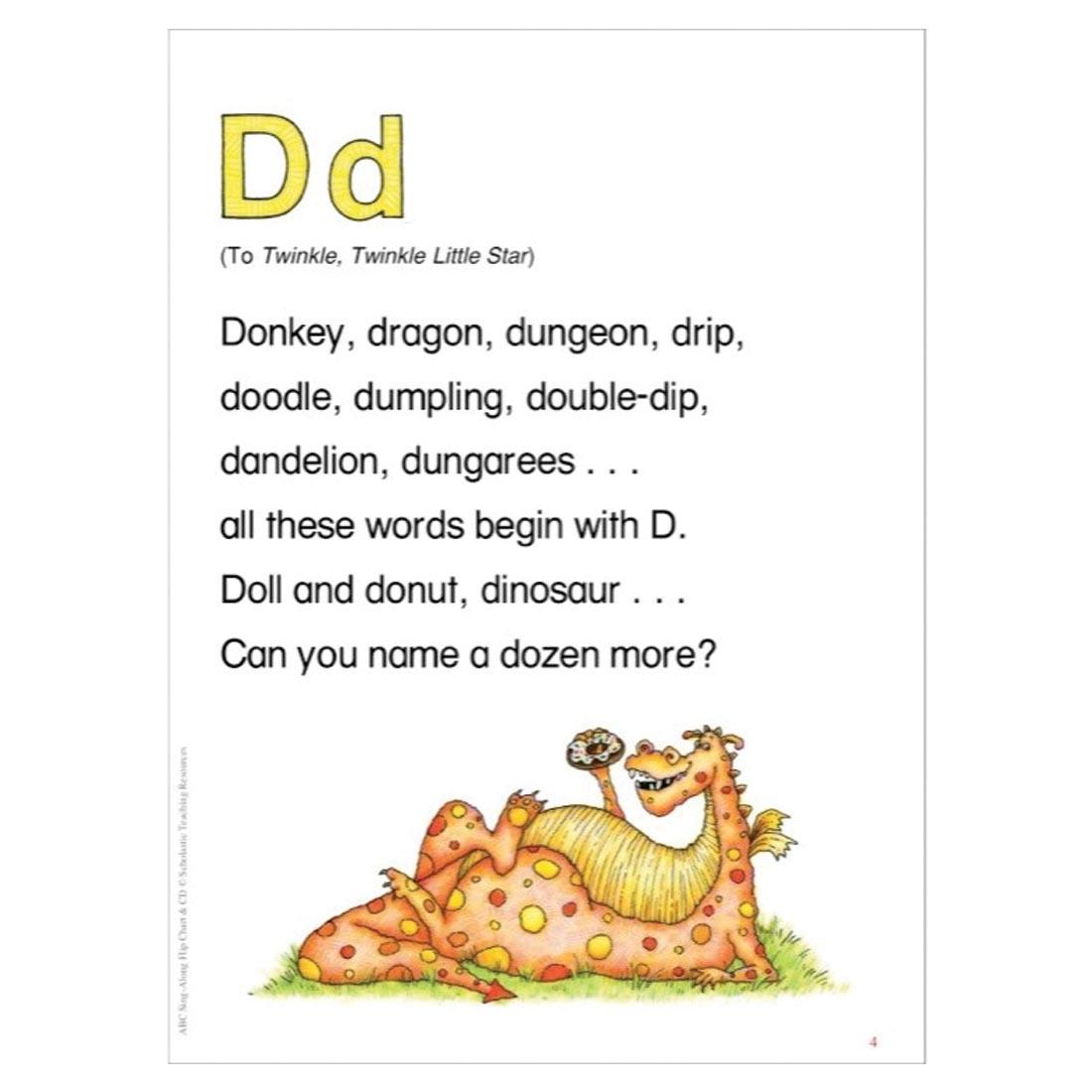 The page for D from the ABC Sing-Along Flip Chart