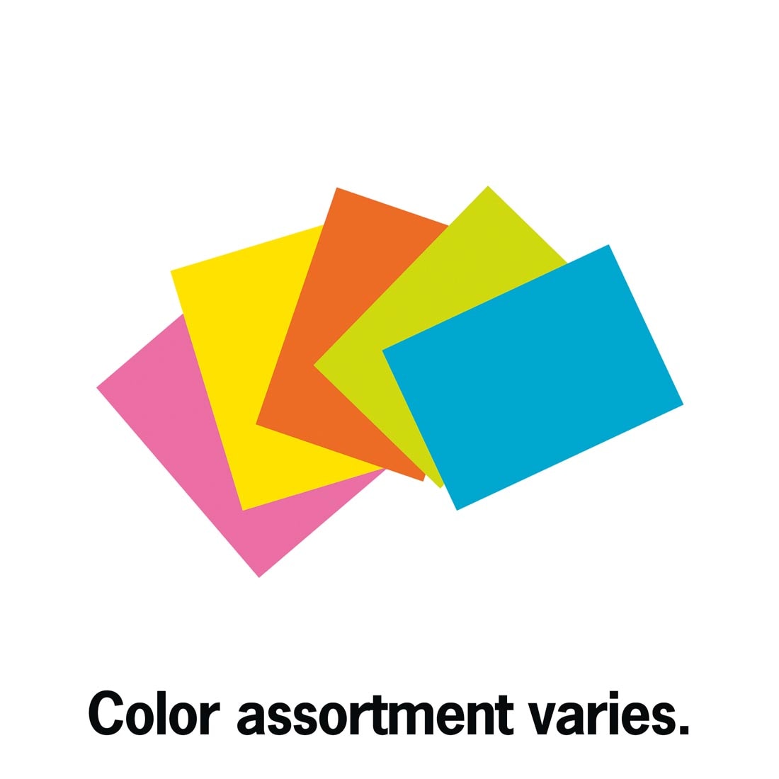 5 index cards in different colors, fanned out, with the text Color Assortment Varies