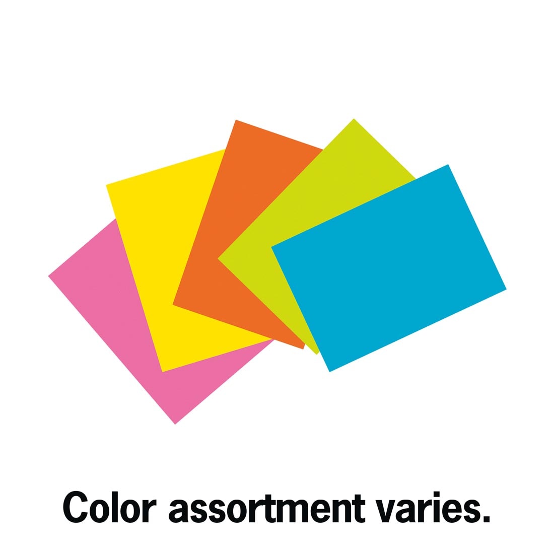 5 index cards in different colors, fanned out, with the text Color Assortment Varies