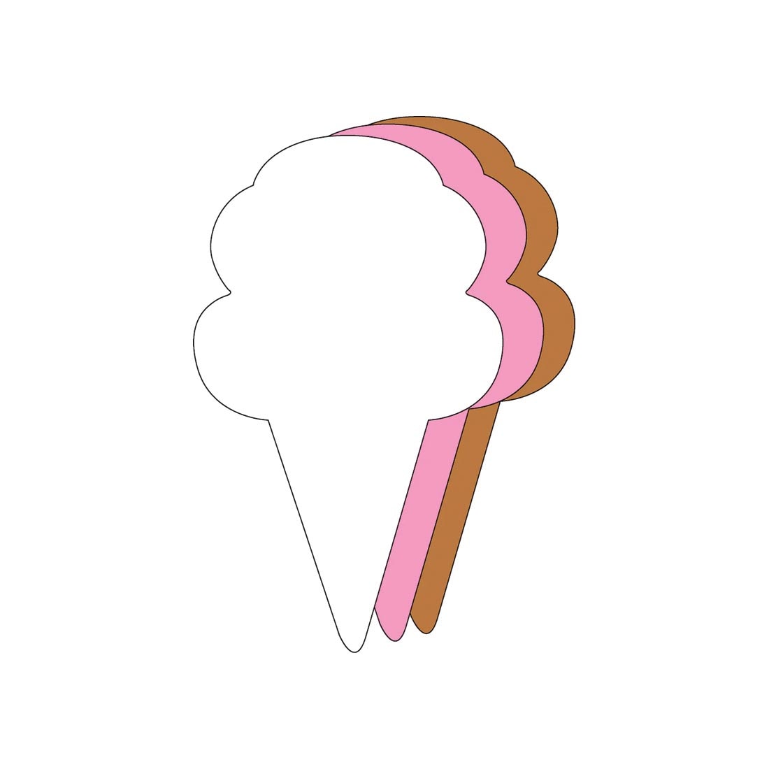 Creative Shapes Small Cut-Outs Neapolitan Ice Cream Cones in brown, pink and white