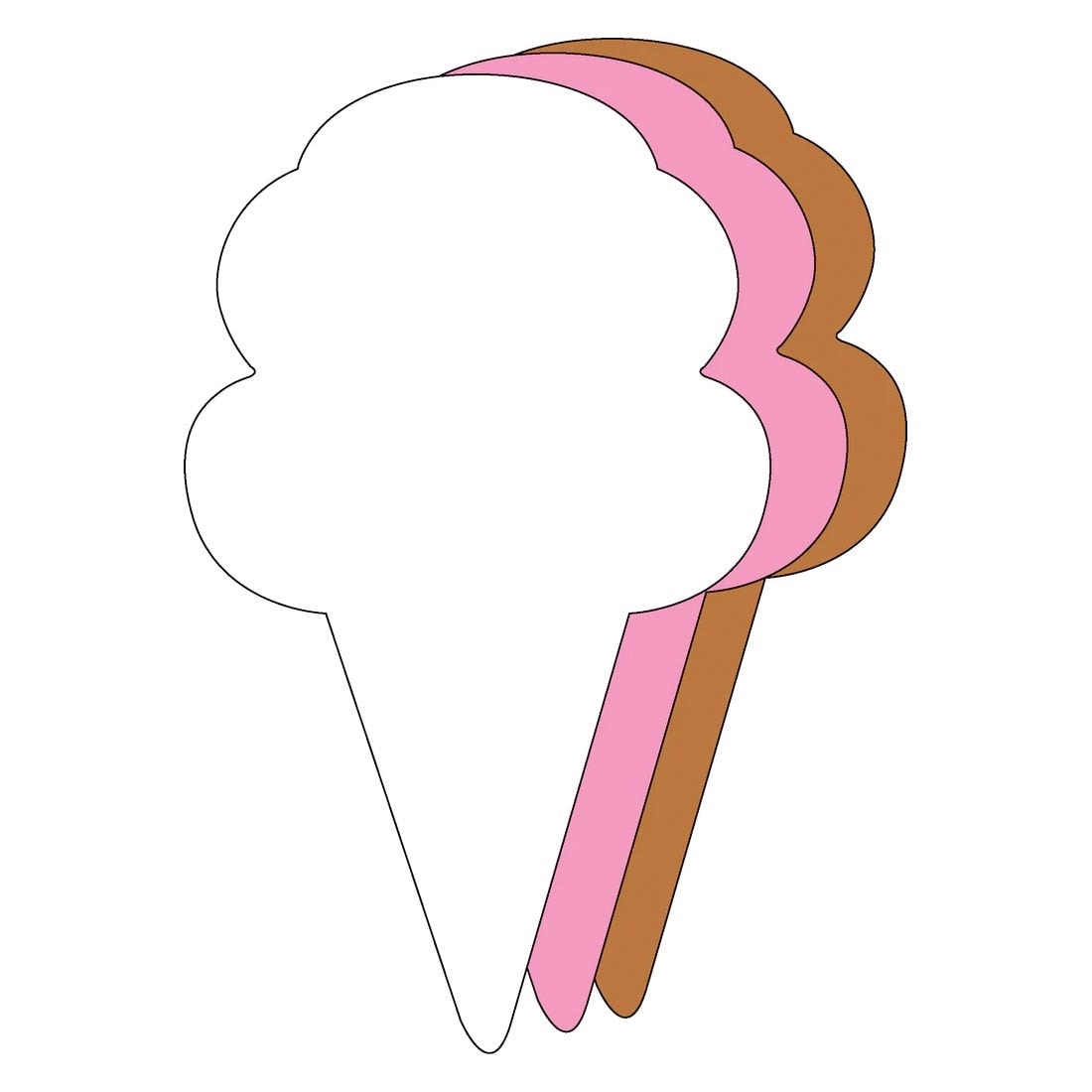 Creative Shapes Large Cut-Outs Neapolitan Ice Cream Cones in brown, pink and white