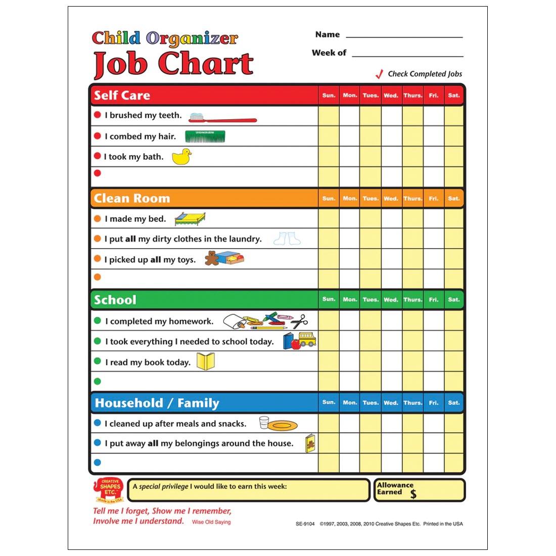 Creative Shapes Child Organizer Job Chart