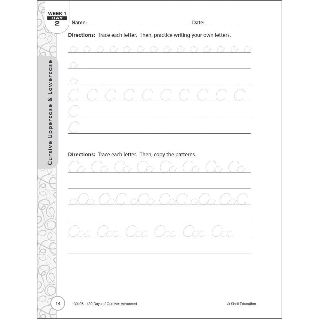 a page of the book 180 Days Of Cursive: Advanced