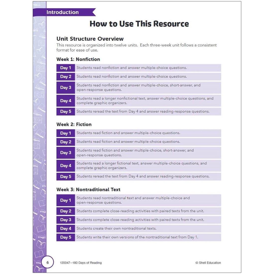 page from the 180 Days of Reading For Fifth Grade book