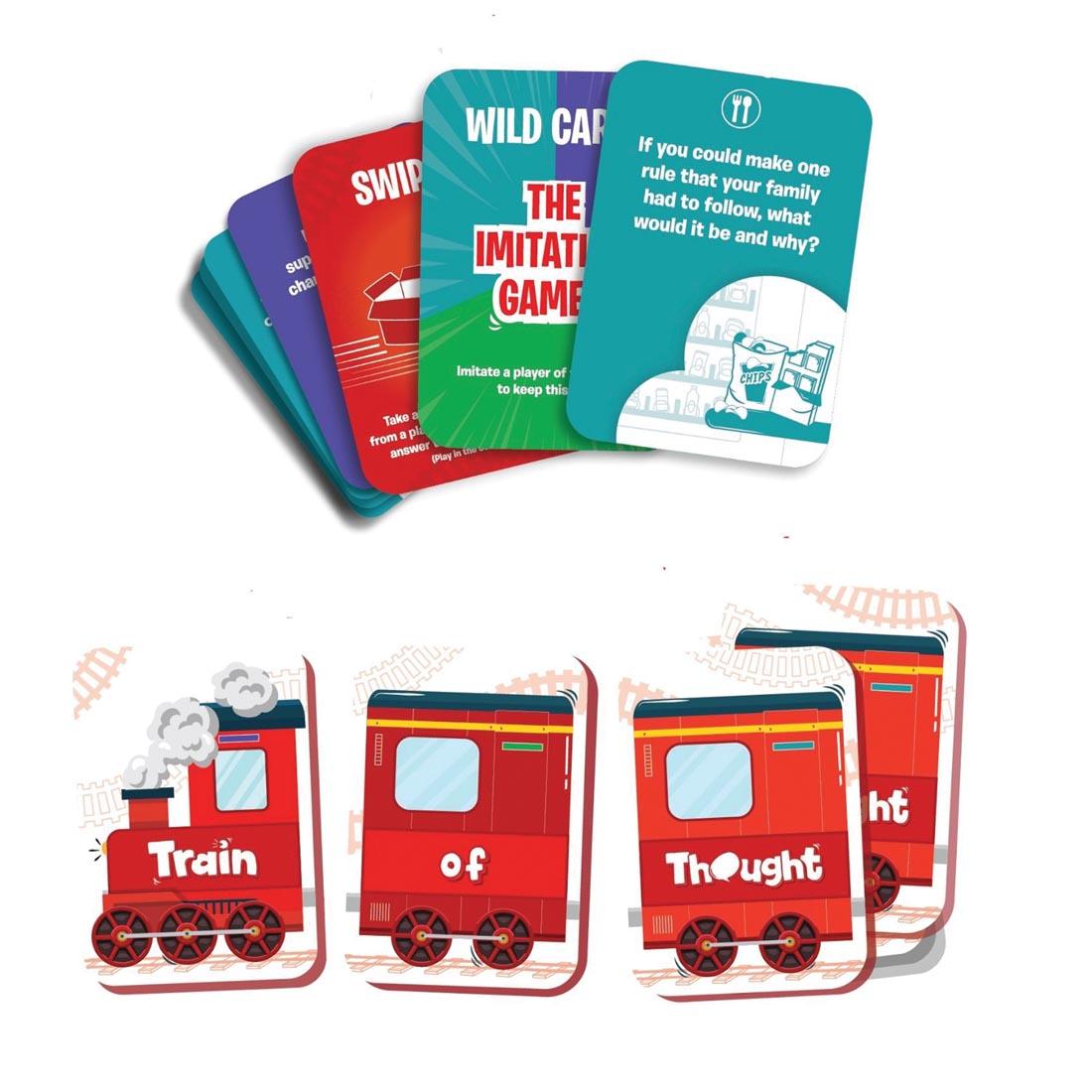 sample playing cards from the Train Of Thought Game By Skillmatics