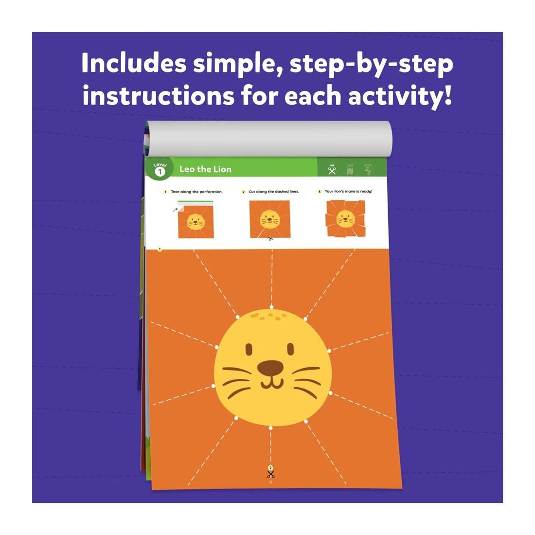 sample page from Snip Snip! Craft Activity Kit with text Includes simple-step-by-step instructions for each activity!
