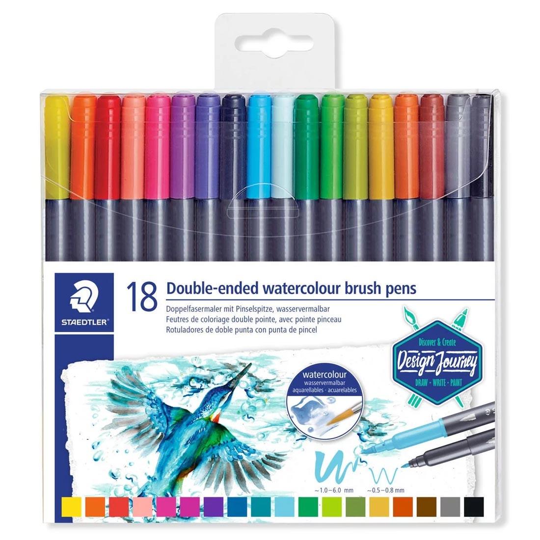 Staedtler Double-Ended Watercolor Brush Pens 18-Color Set