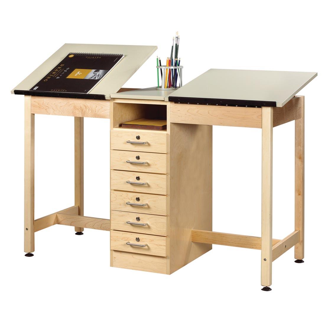 2 Station Art/Drafting Table; both desk tops are in slanted position