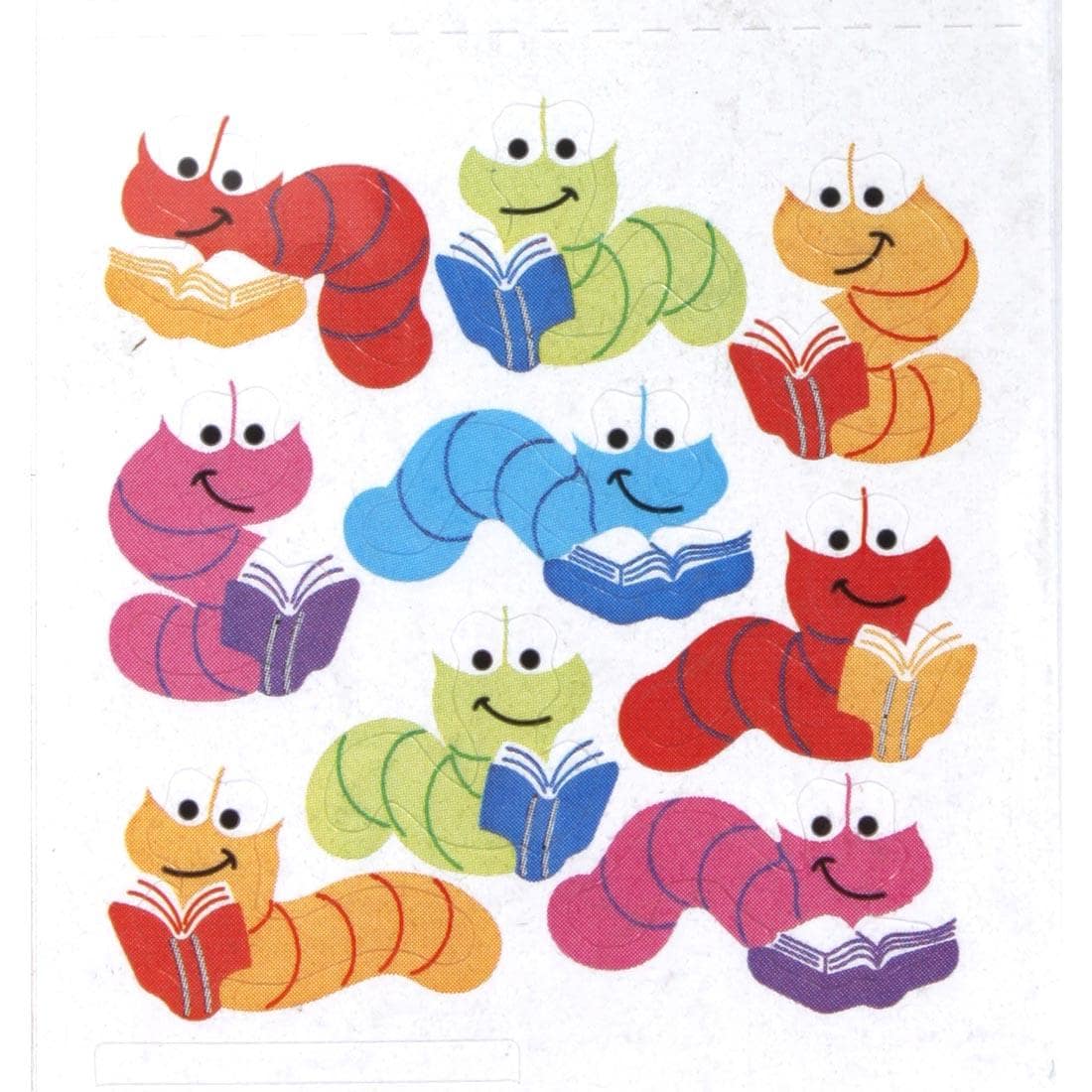 Worms with Books Stickers