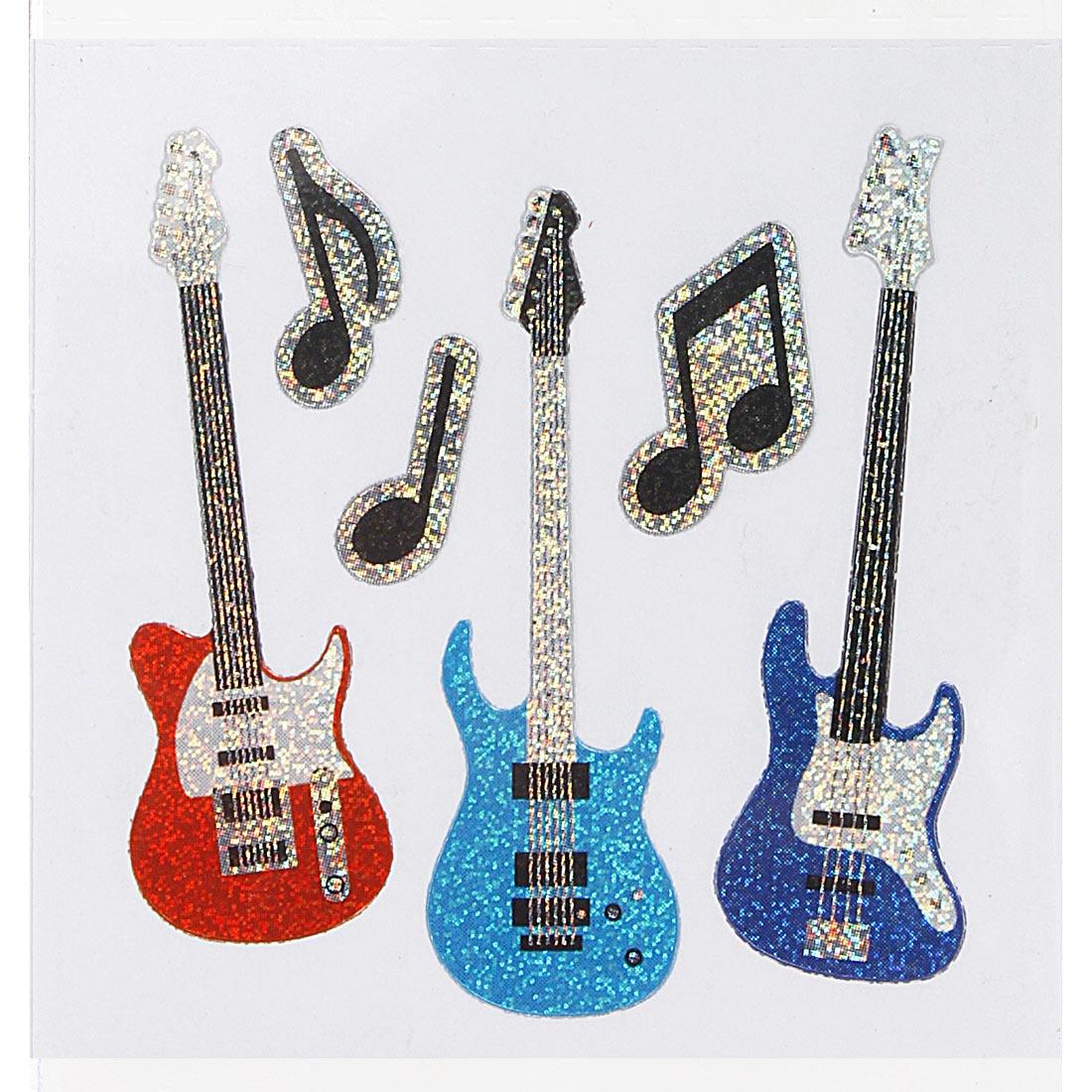 Electric Guitars and Music Notes Stickers