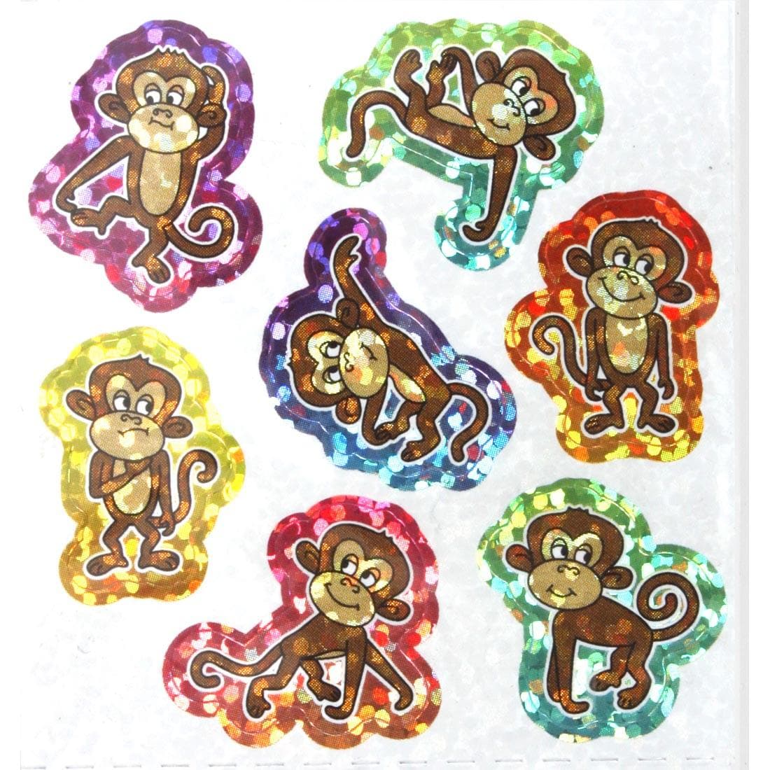 Monkey Stickers on Colorful Backgrounds