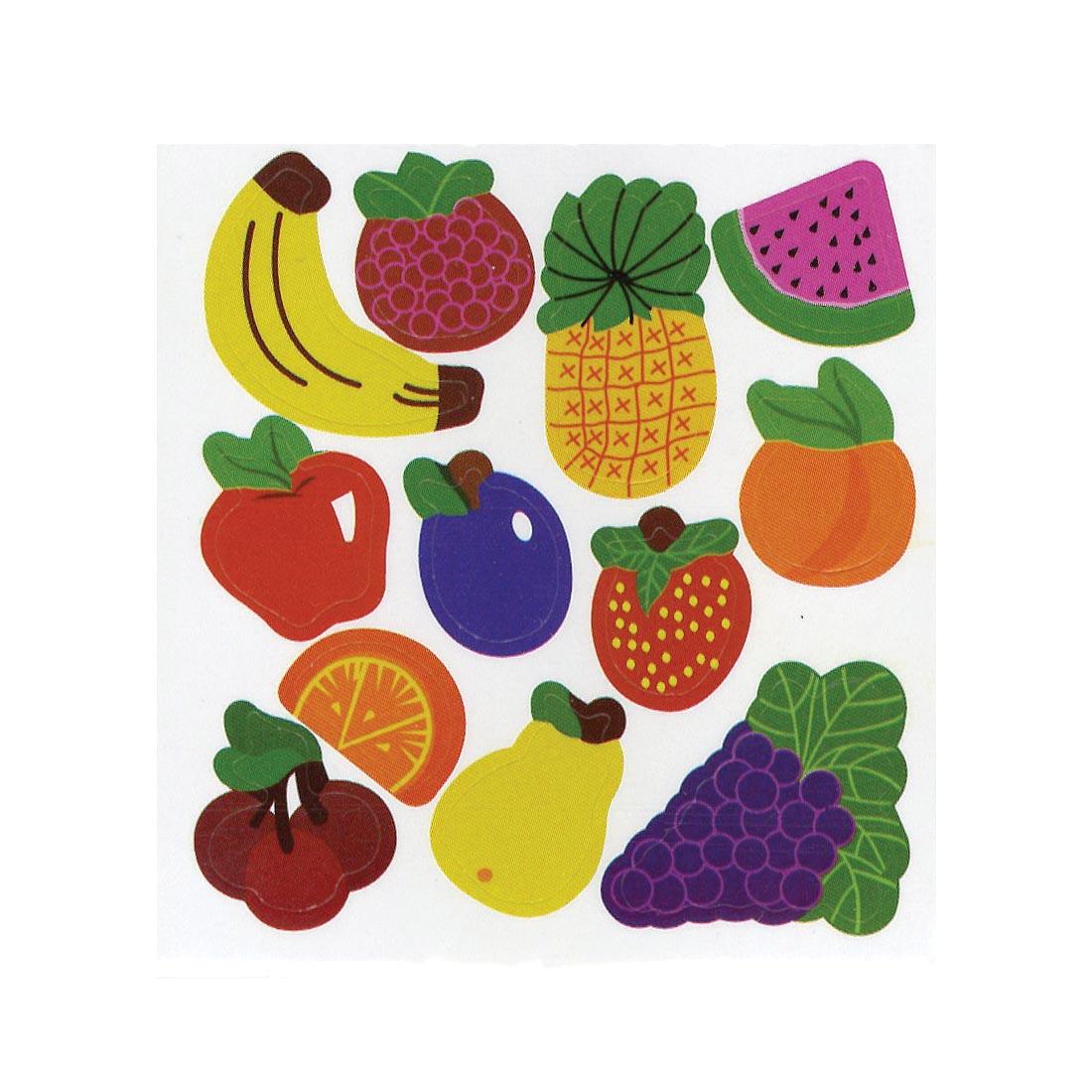 Fruit Stickers include berries, banana, watermelon, apple, pineapple, orange slice, cherries, pear and grapes