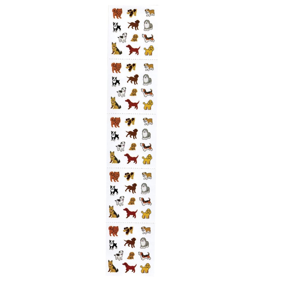 Dog stickers, showing 5 each of 12 designs
