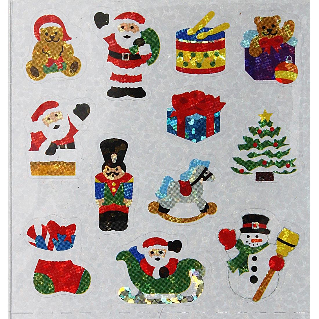 Christmas Stickers include Santa, Toys, Christmas Tree, Stocking, Nutcracker and Snowman
