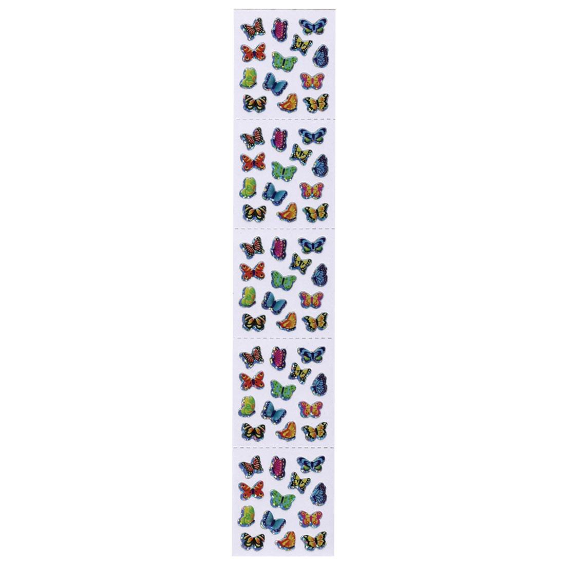 Butterfly stickers, showing 5 each of 13 designs