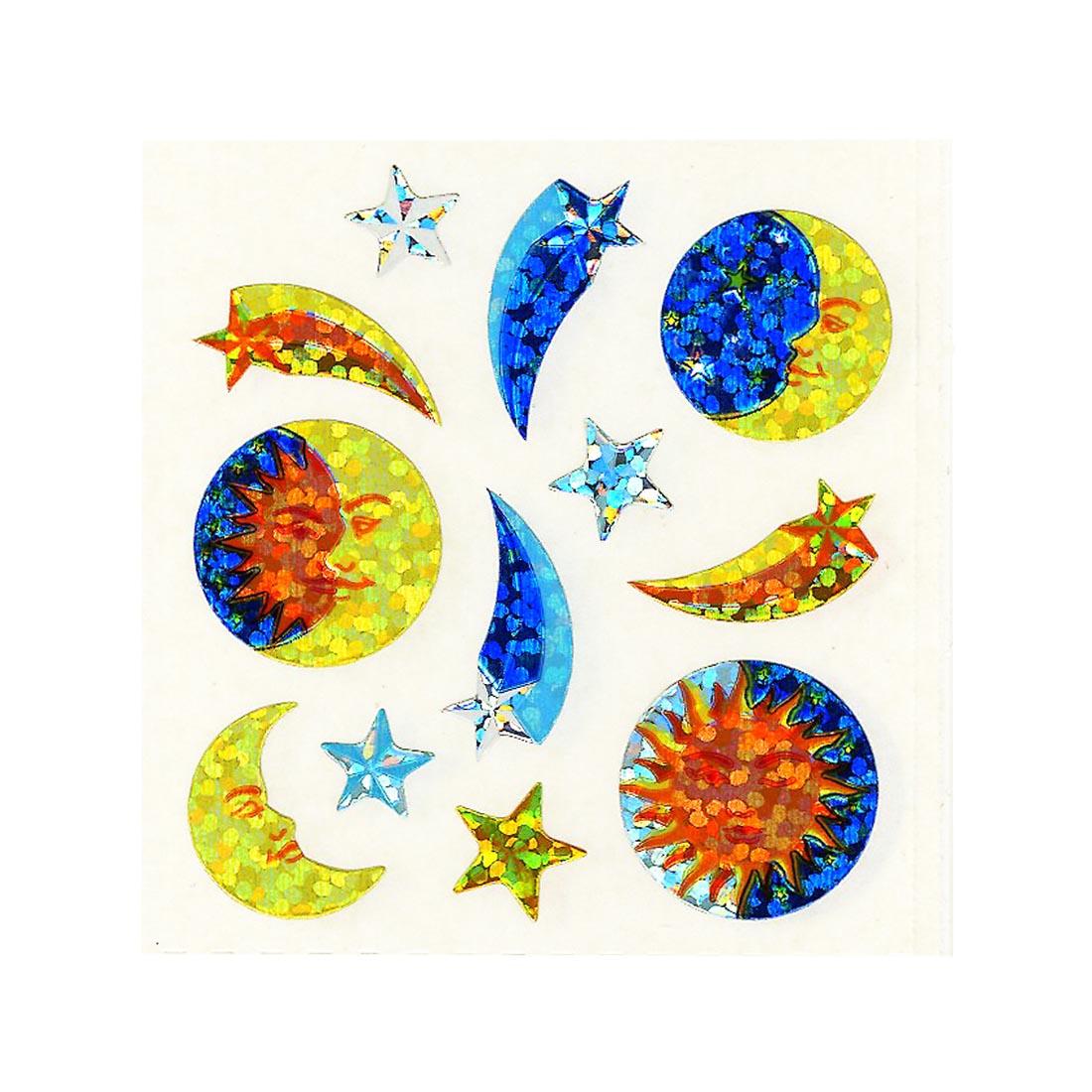 Sun, Moon And Stars Acid-Free Stickers