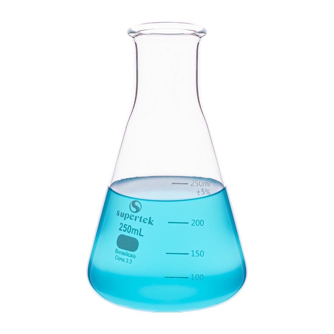 250ml Erlenmeyer Flask containing a blue liquid