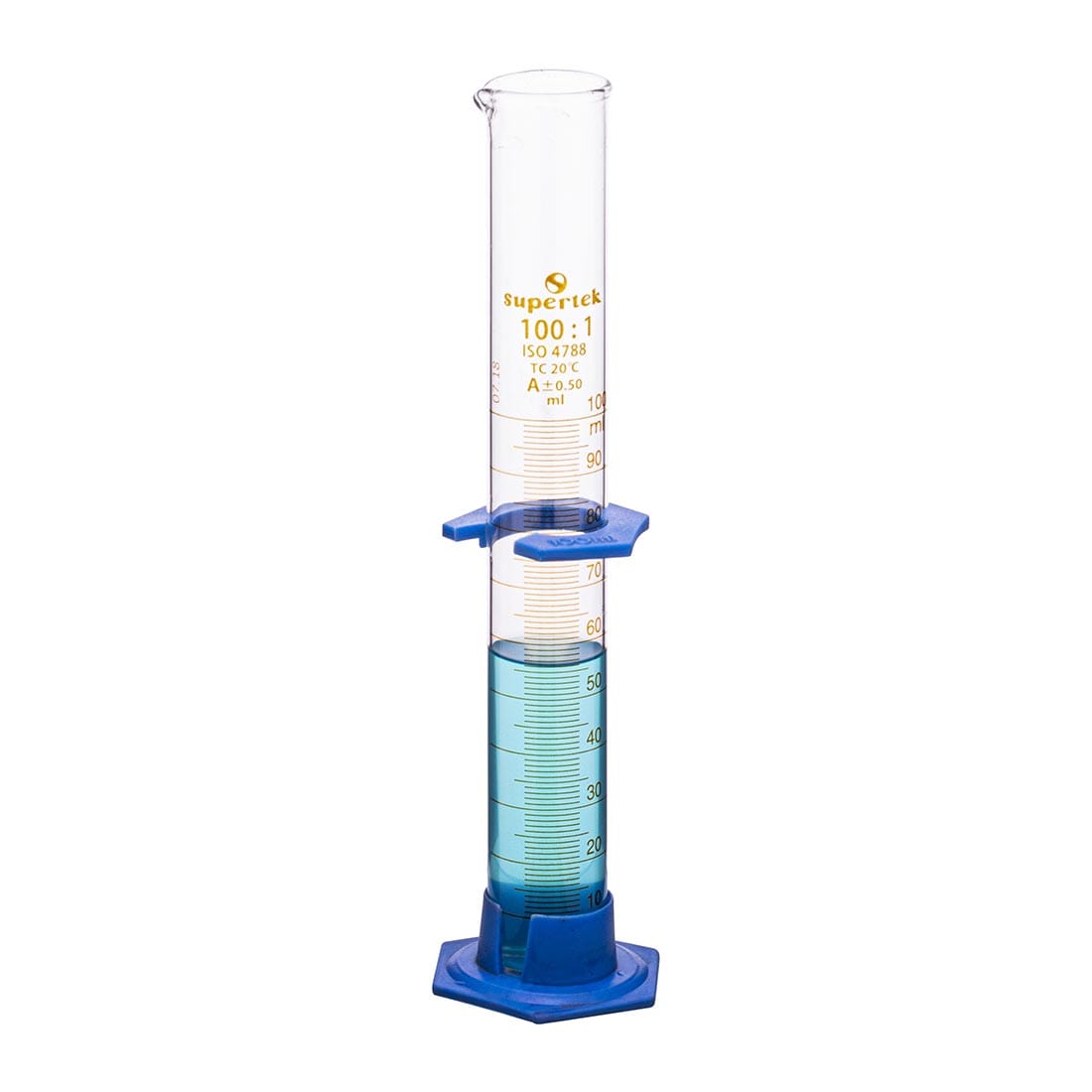 100ml Graduated Cylinder containing blue liquid