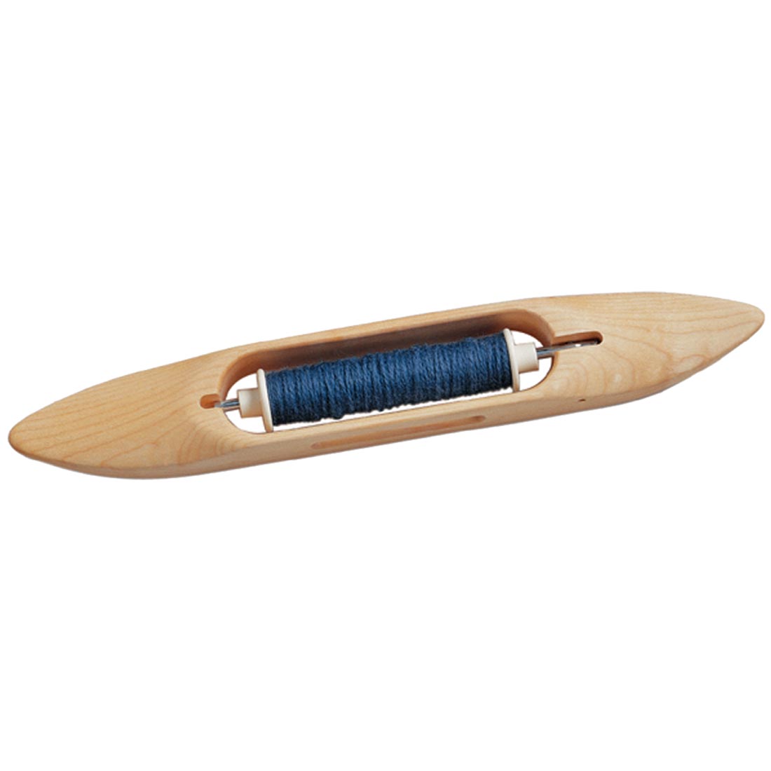 Schacht Spindle Co. Boat Shuttle threaded with yarn