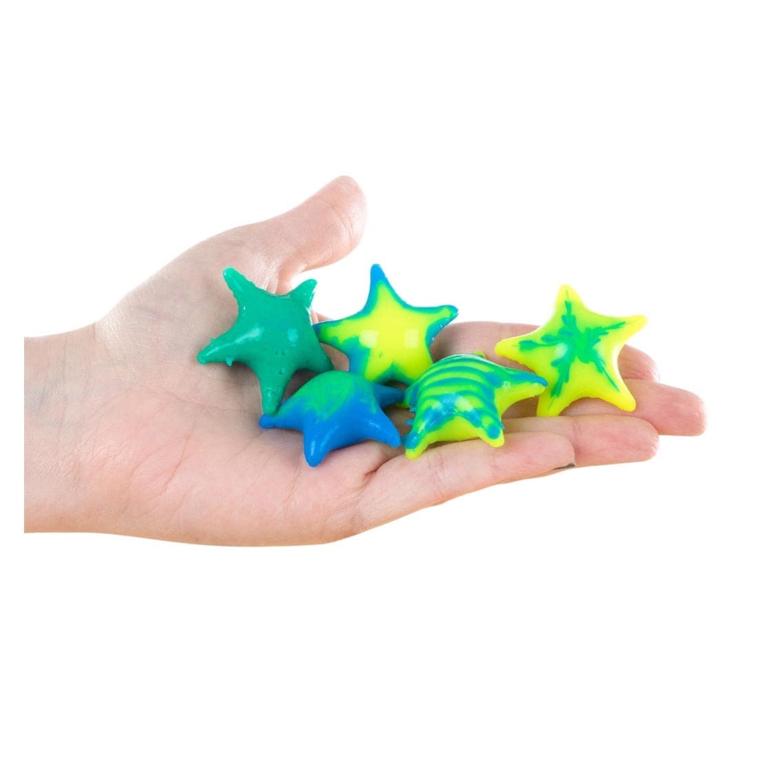 Hand holding 4 stars made from the Shape Gel By Steve Spangler Science