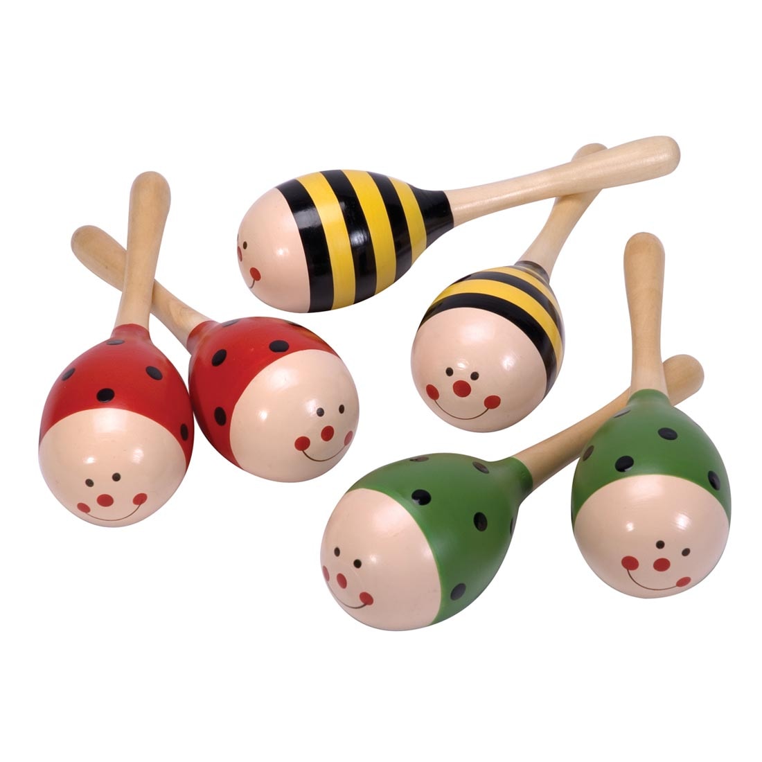 Three pairs of Wooden Maracas