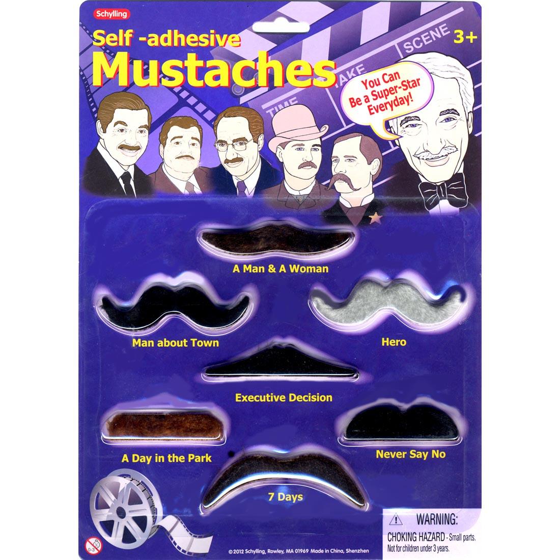 Pretend Play Self-adhesive Mustaches by Schylling