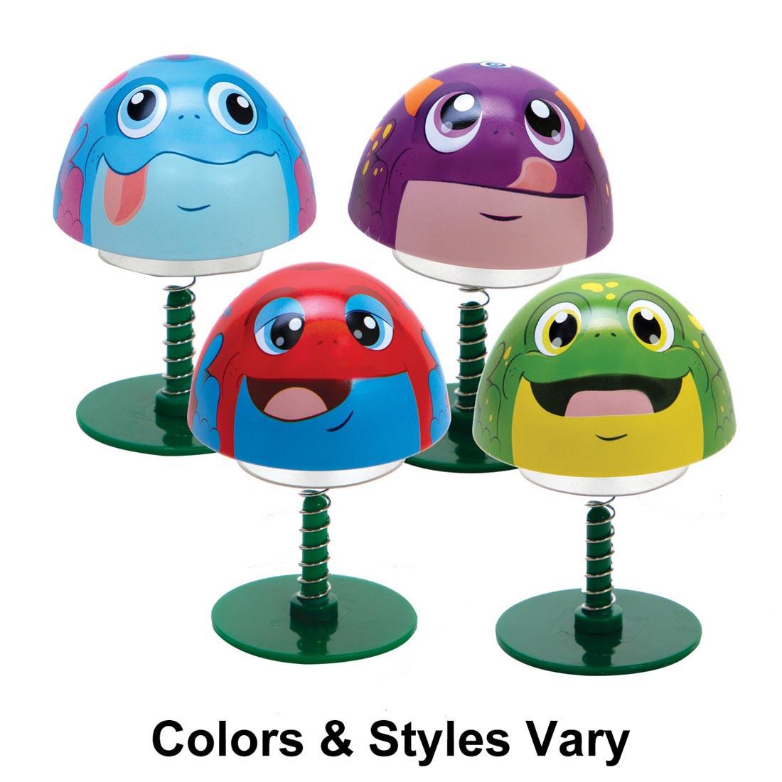 Four Frog Popper Toys with the text Colors & Styles Vary