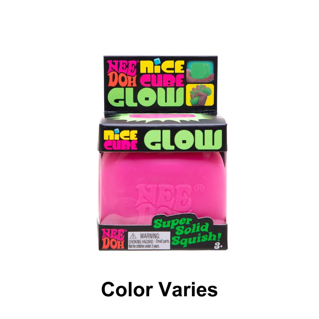 Nee Doh Glow Nice Cube in package plus text: Color Varies