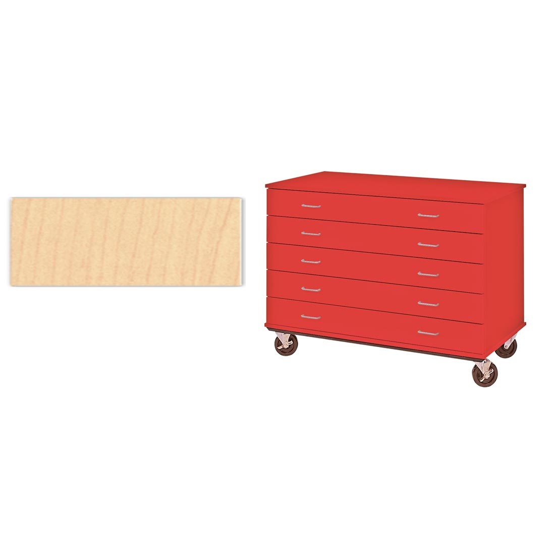 maple color swatch beside id Systems 5-Drawer Storage On The Go Cart