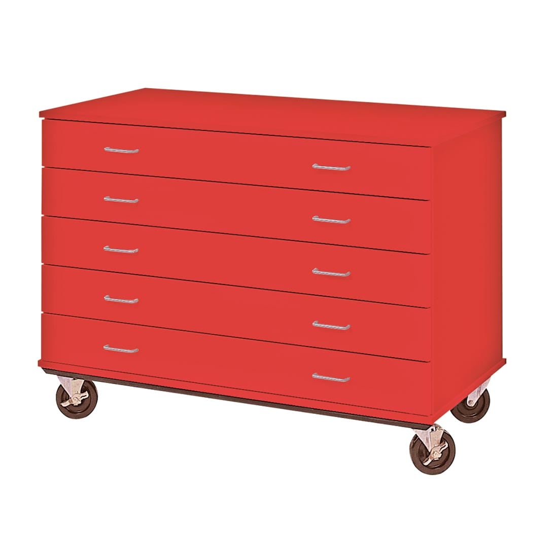 Tulip Red id Systems 5-Drawer Storage On The Go Cart