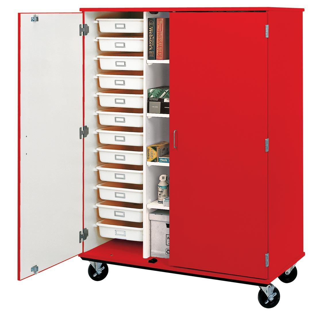 Tulip Red id Systems Large Combination Storage On The Go Cart