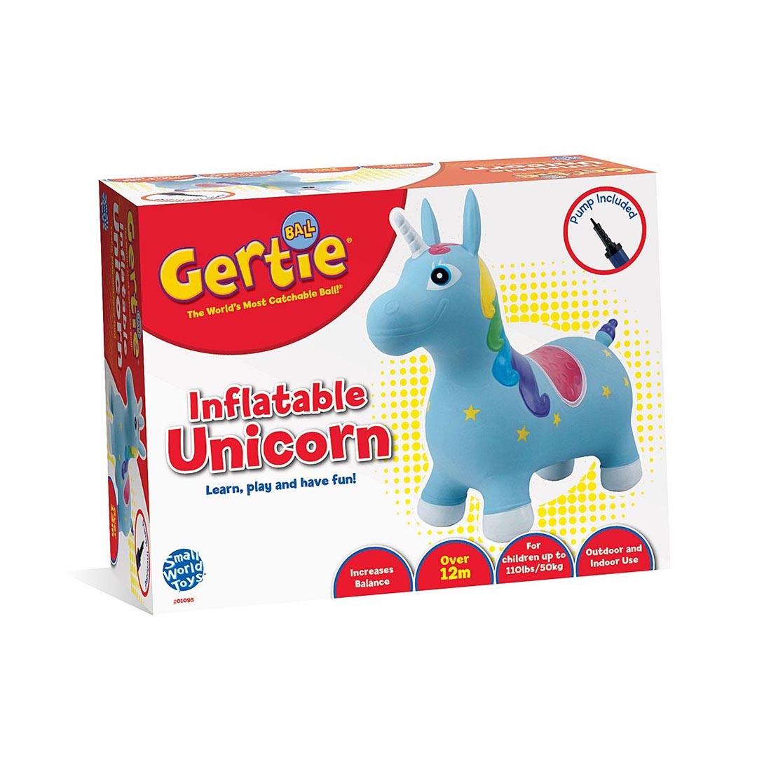 Gertie Ball Inflatable Unicorn in package