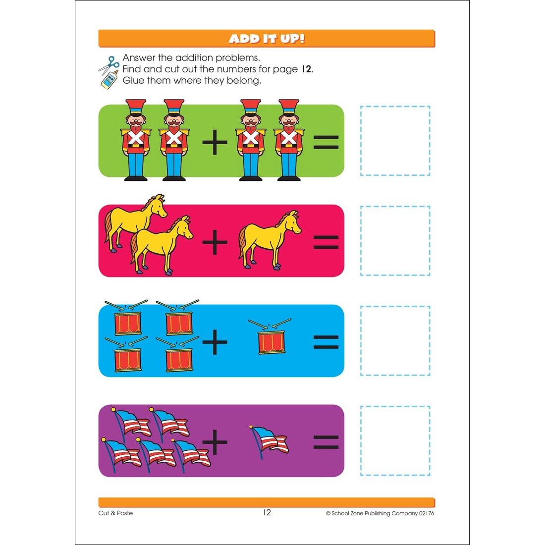 Sample page from inside School Zone Little Hand Helper Cut and Paste Workbook