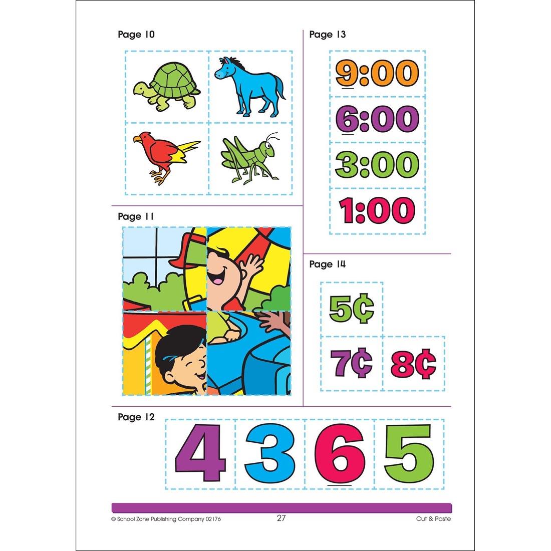 Sample page from inside School Zone Little Hand Helper Cut and Paste Workbook