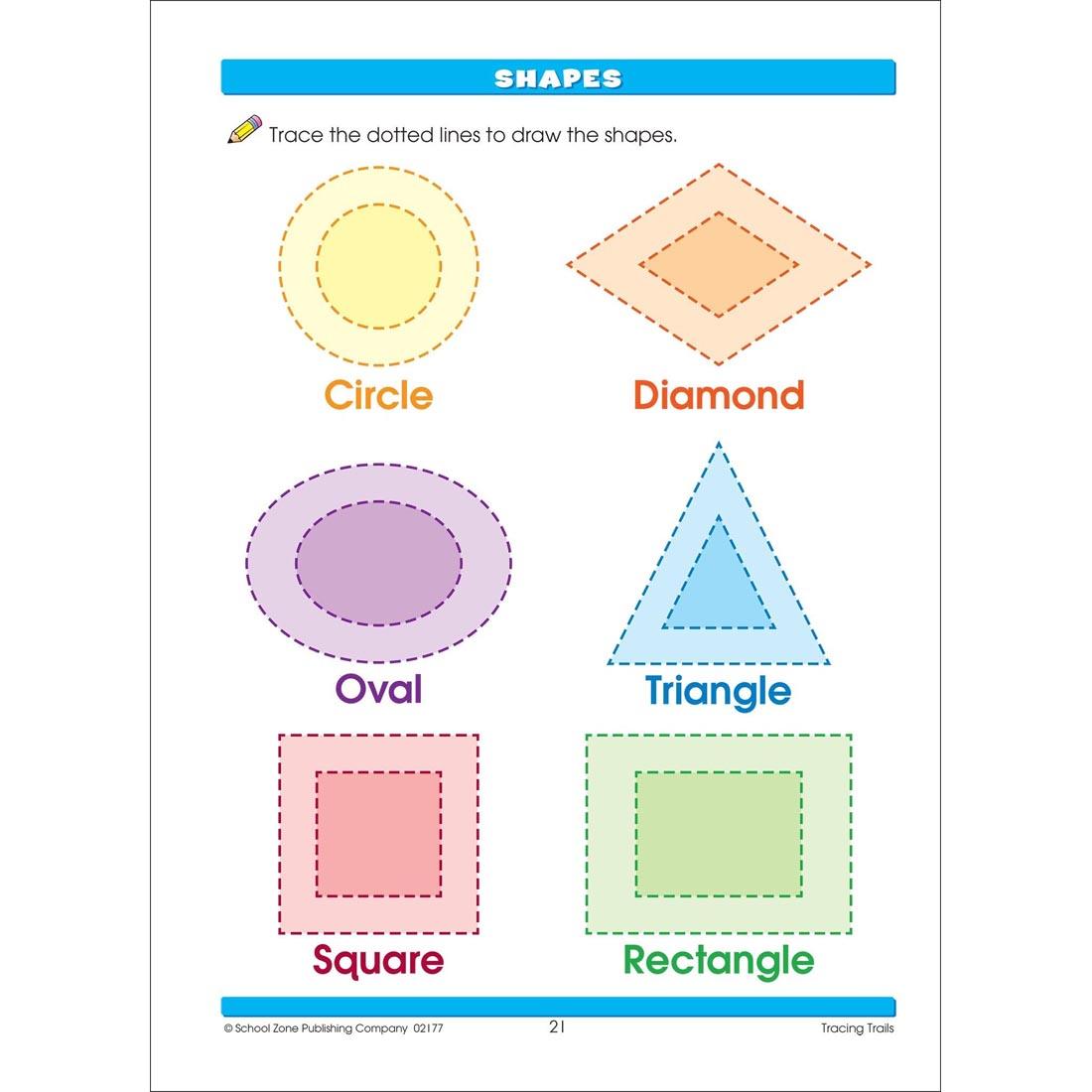 Sample page from inside the School Zone Little Hand Helper Tracing Trails Workbook