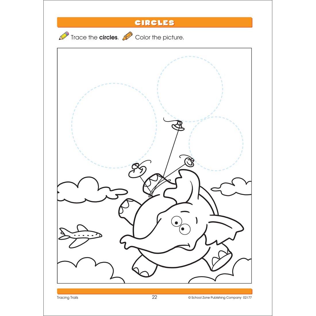 Sample page from inside the School Zone Little Hand Helper Tracing Trails Workbook