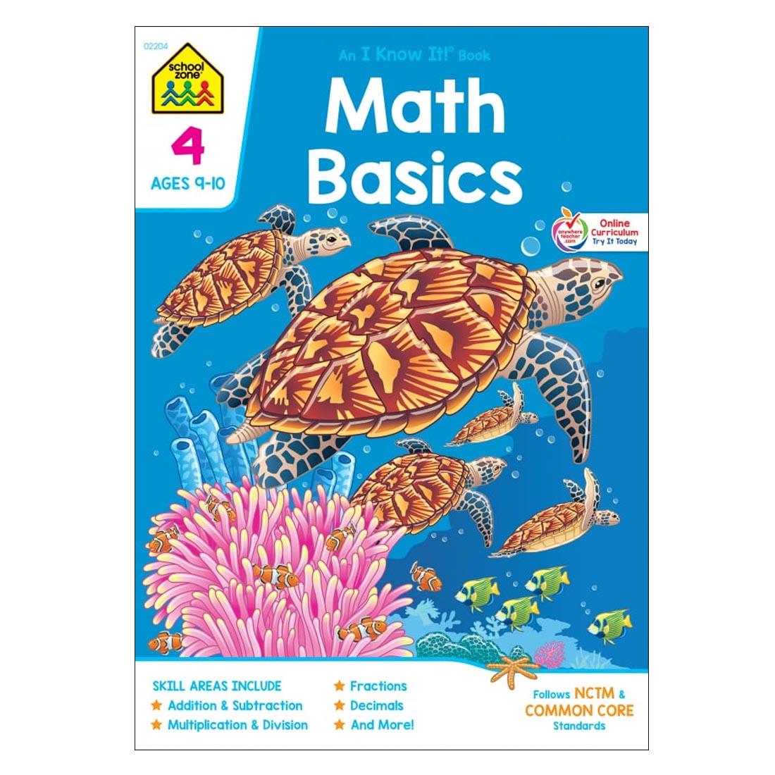 Cover of School Zone Math Basics Workbook Grade 4