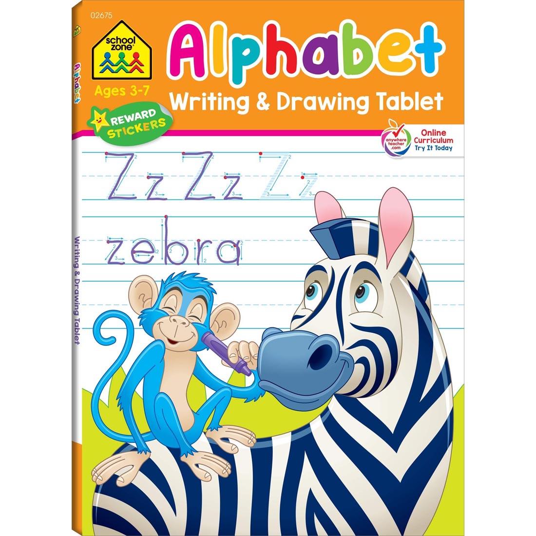 Cover of School Zone's Alphabet Writing & Drawing Tablet Workbook