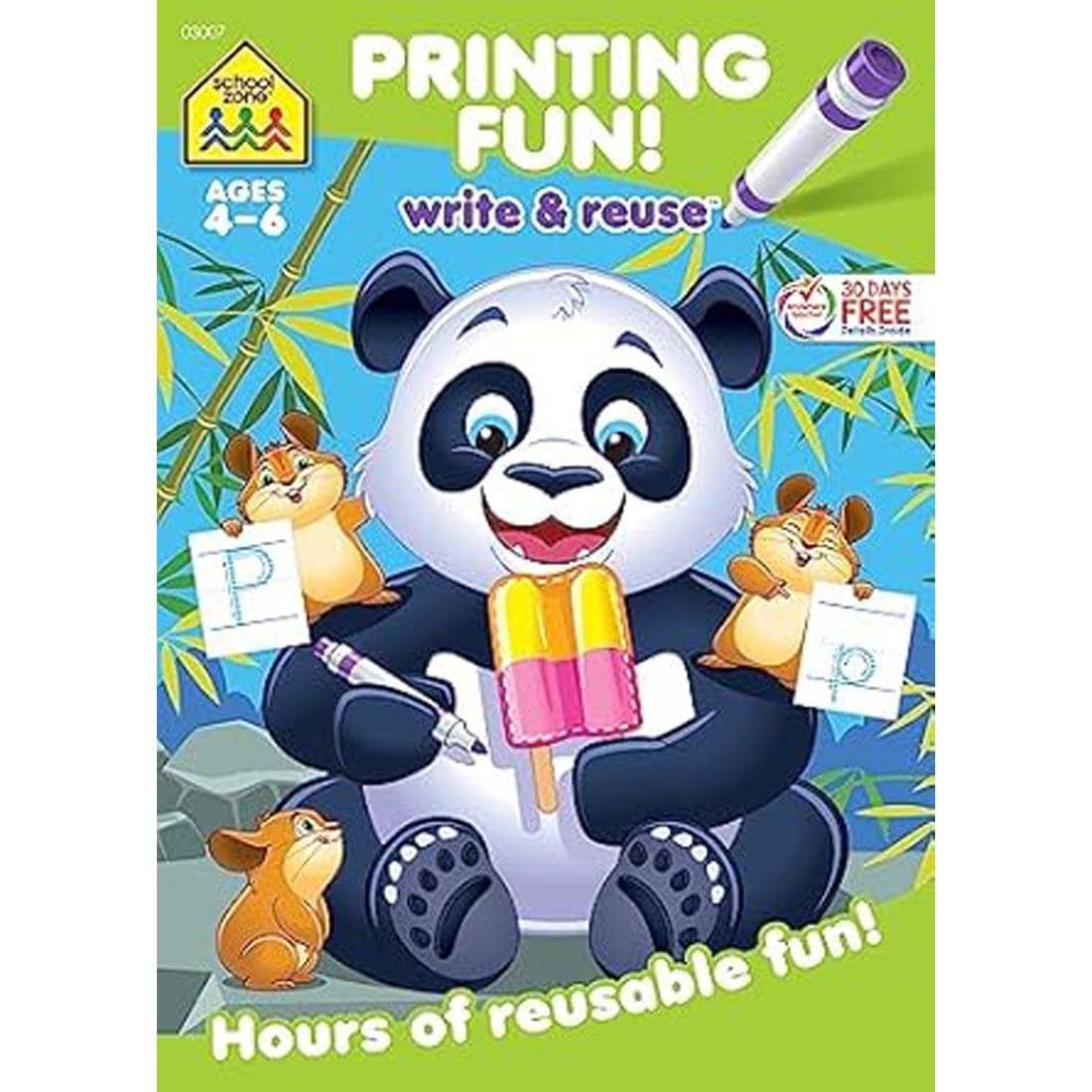 Cover of School Zone Printing Fun! Write and Reuse Workbook