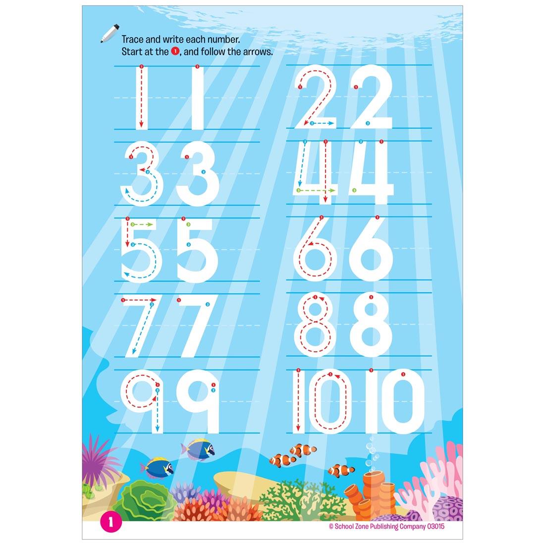 page from the Kindergarten Fun! Write & Reuse Workbook By School Zone