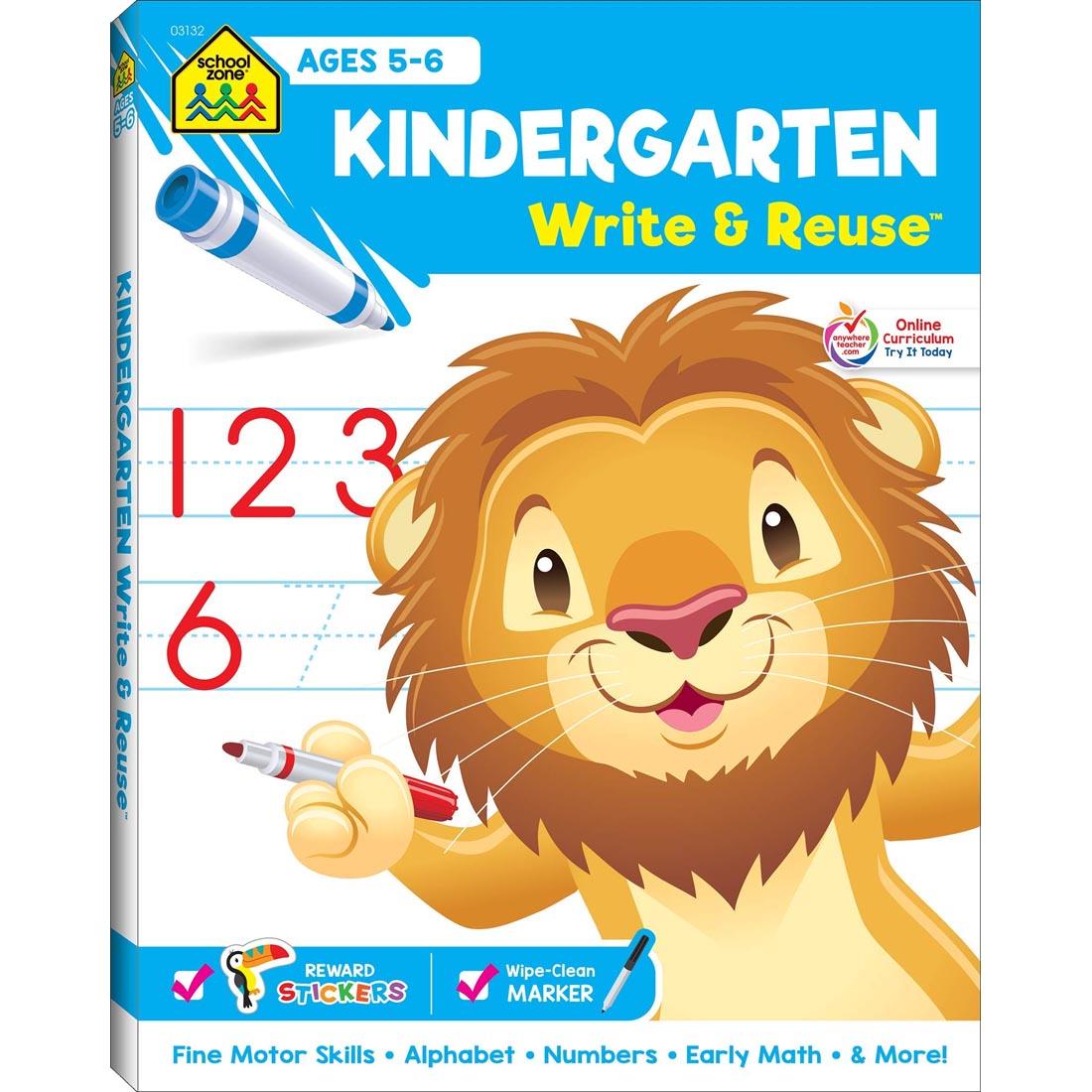 Cover of School Zone Kindergarten Write & Reuse Workbook