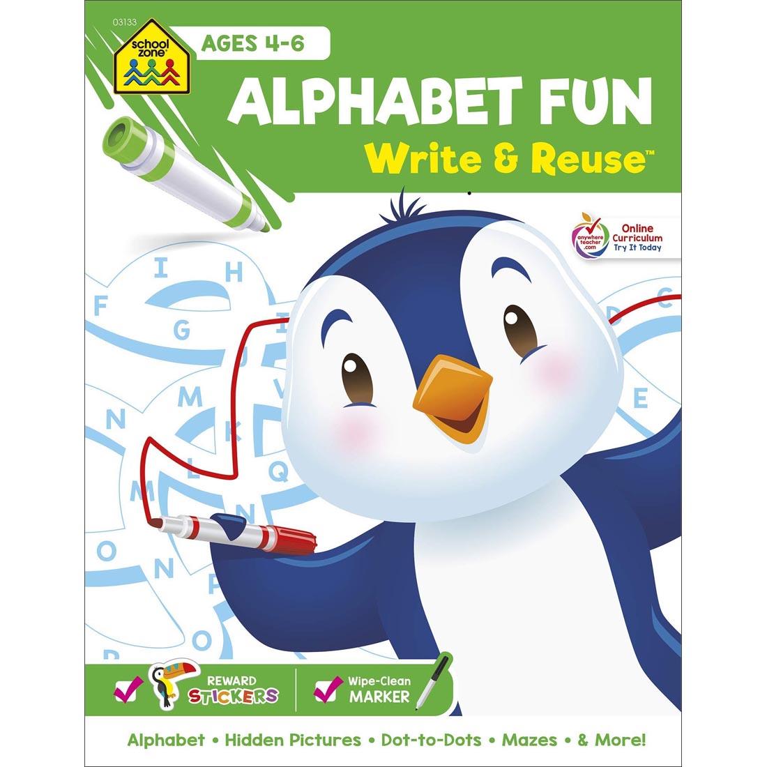 Cover of School Zone's Alphabet Fun Write and Reuse Workbook