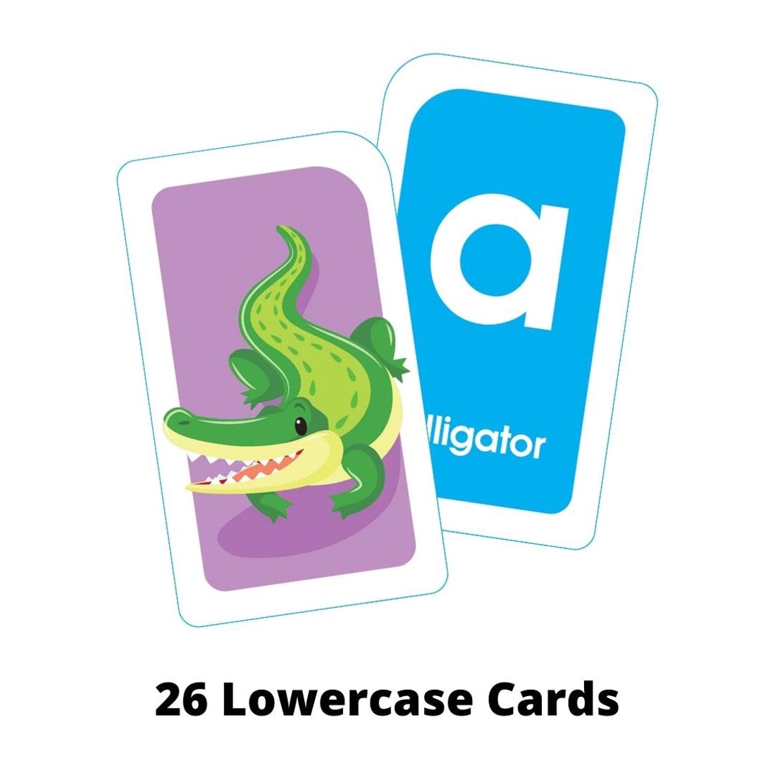 Sample double-sided lowercase alphabet flash card from School Zone Alphabet Flash Cards