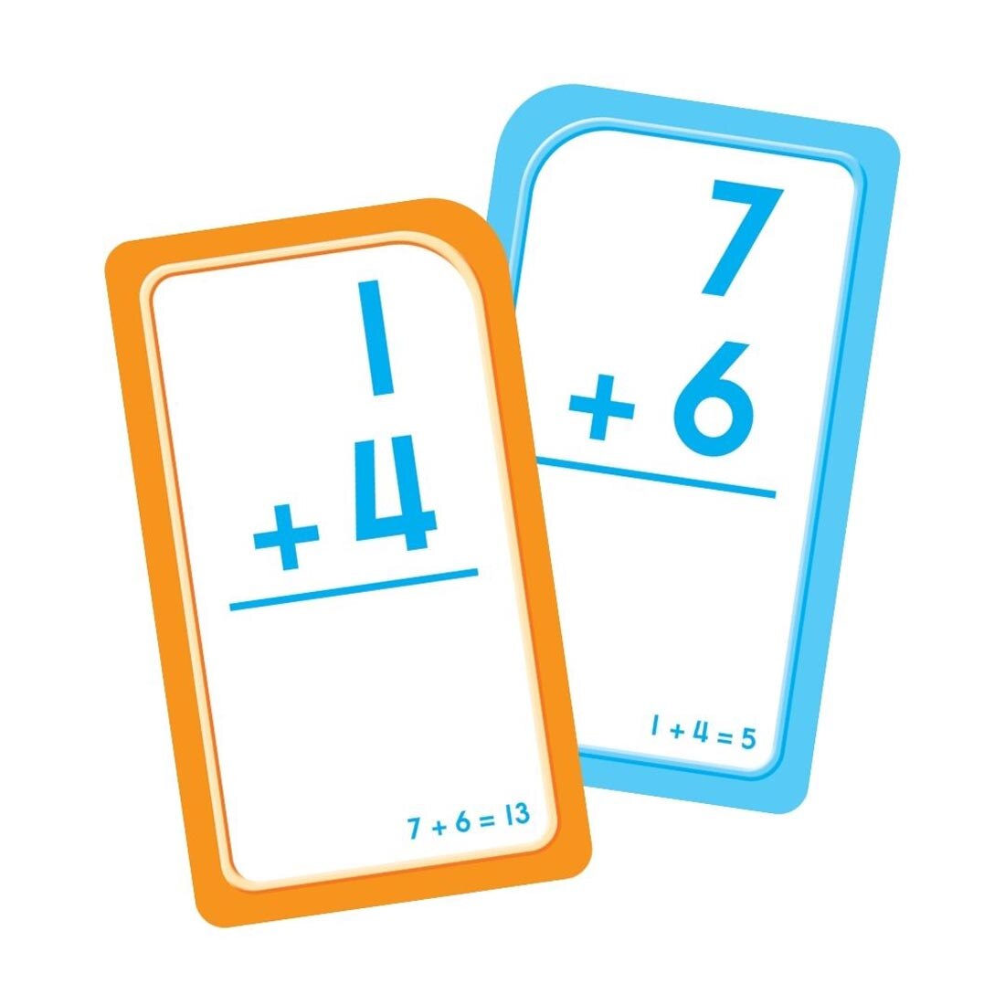 Sample double-sided addition flash card from School Zone Addition 0-12 Flash Cards
